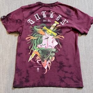 Sullen Art Co Medusa Isnard Barbosa Graphic Tee Maroon Acid Wash Mens Medium